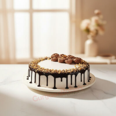 Nutty chocolate cake with rich frosting and nuts on top