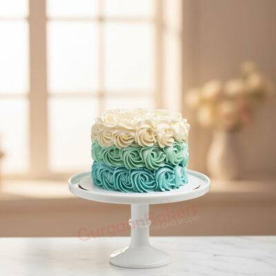 Ocean Delight Smash Cake with blue and white icing