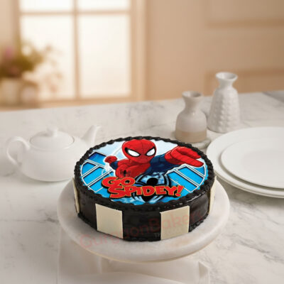A delicious Spiderman photo cake with vibrant Spidey design in Gurgaon | Gurgaon Bakers