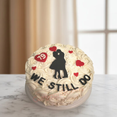Beautiful Valentine's cake featuring a loving couple silhouette and red hearts in Gurgaon | Gurgaon Bakers