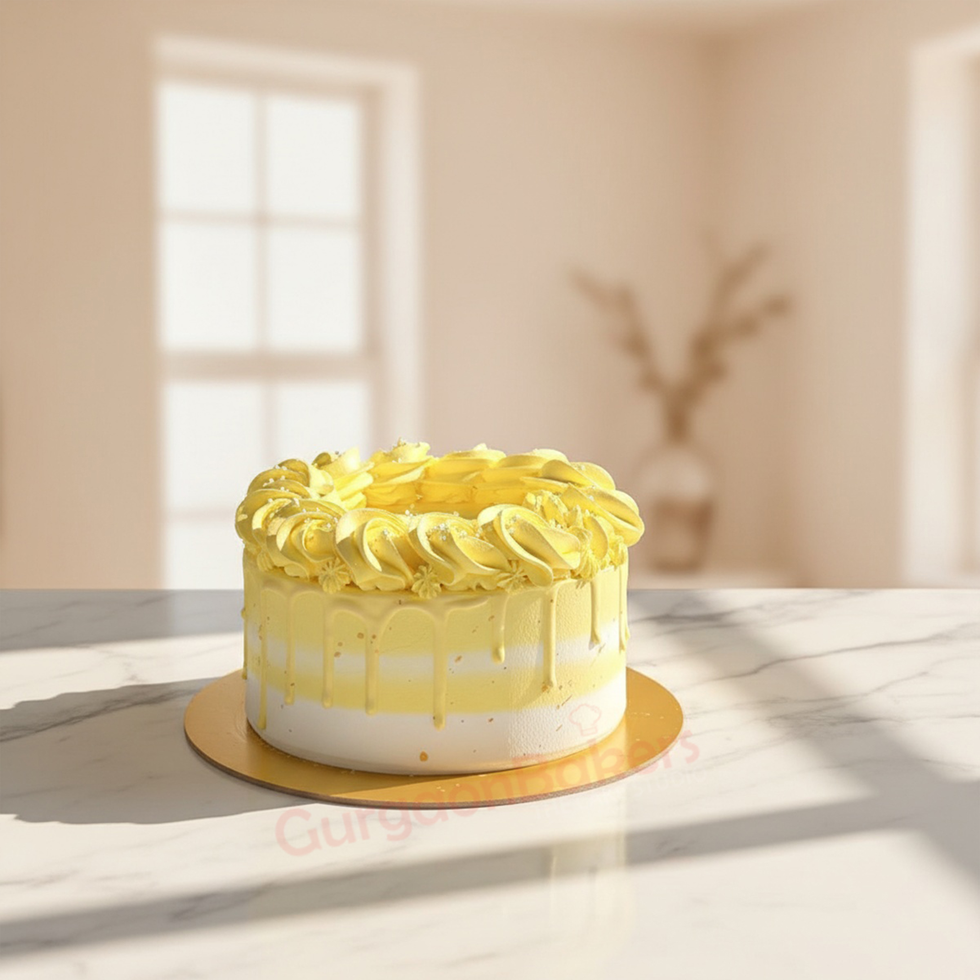 Delightful Eggless Mango Cake Delicious eggless mango cake with yellow frosting in Gurgaon | Gurgaon Bakers