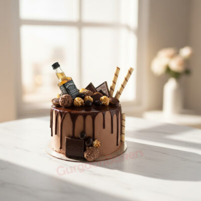 Decadent Ferrero Rocher Cake with chocolate decoration in Gurgaon | Gurgaon Bakers