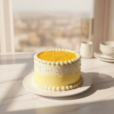 Beautiful tropical mango cake with creamy frosting and mango topping in Gurgaon | Gurgaon Bakers