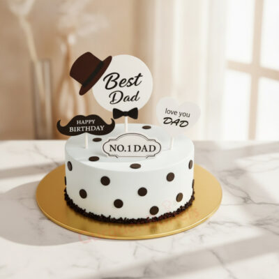 Delicious best dad birthday cake with polka dots and elegant decorations in Gurgaon | Gurgaon Bakers