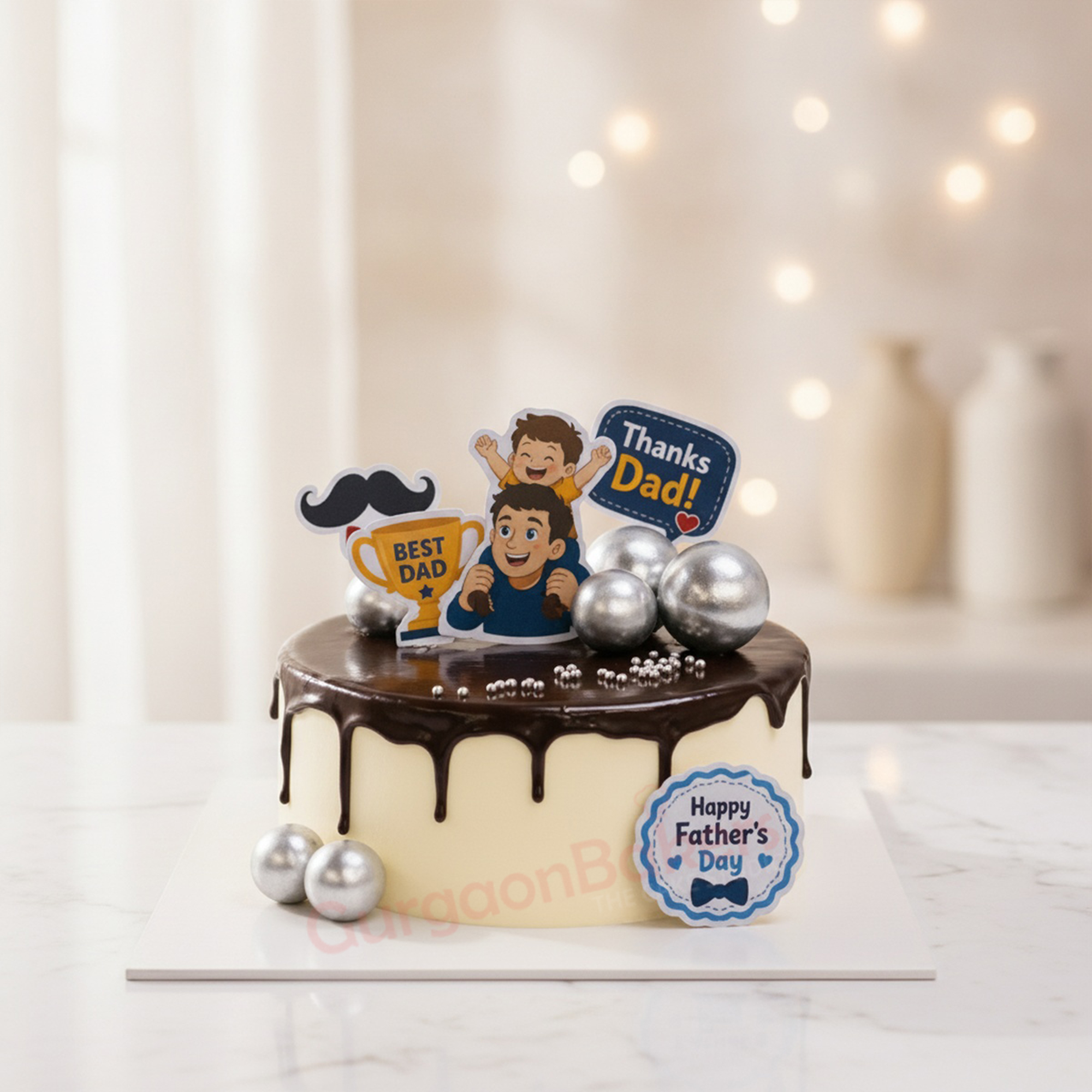 Best Dad Celebration Cake A delicious Father's Day cake with chocolate icing and playful toppers in Gurgaon | Gurgaon Bakers