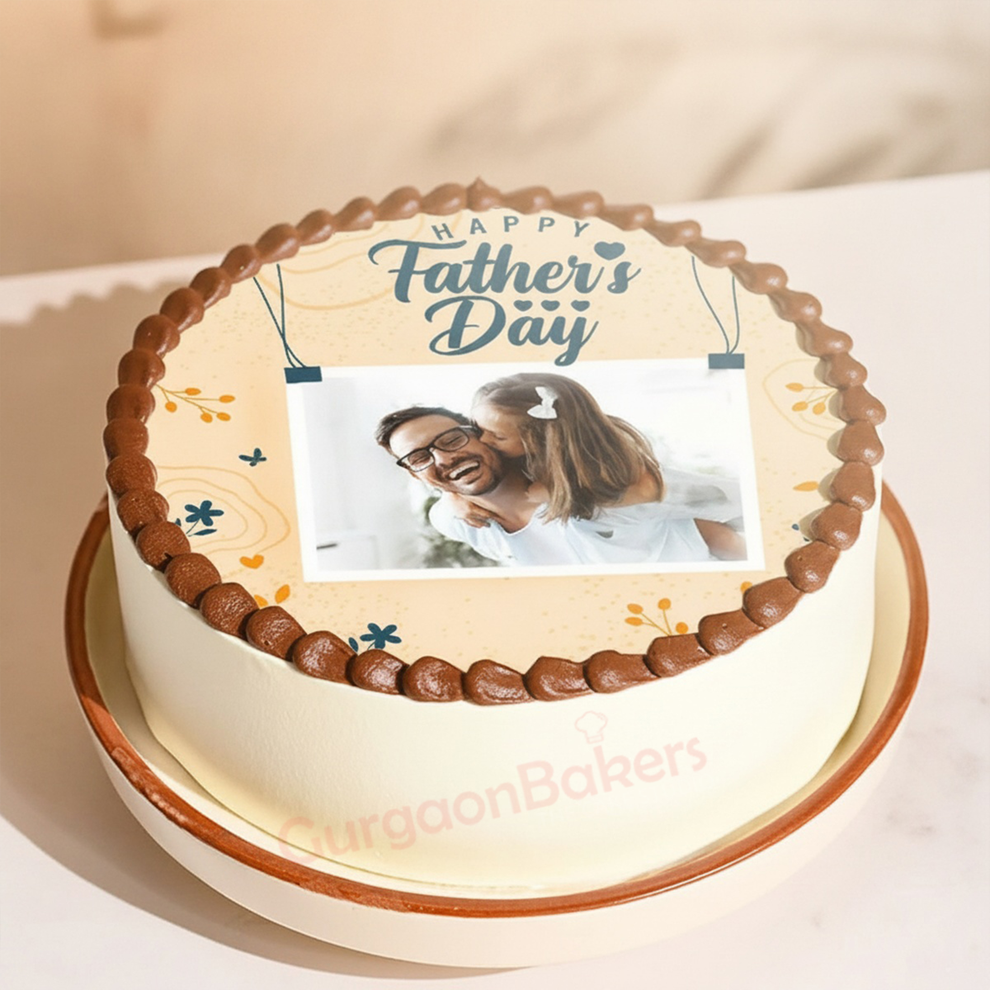 Father's Day Photo Cake Father's Day Photo Cake with family picture and decorations in Gurgaon | Gurgaon Bakers