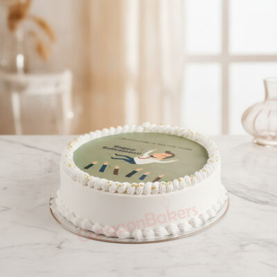 A beautifully designed business achievement cake with a retirement theme in Gurgaon | Gurgaon Bakers