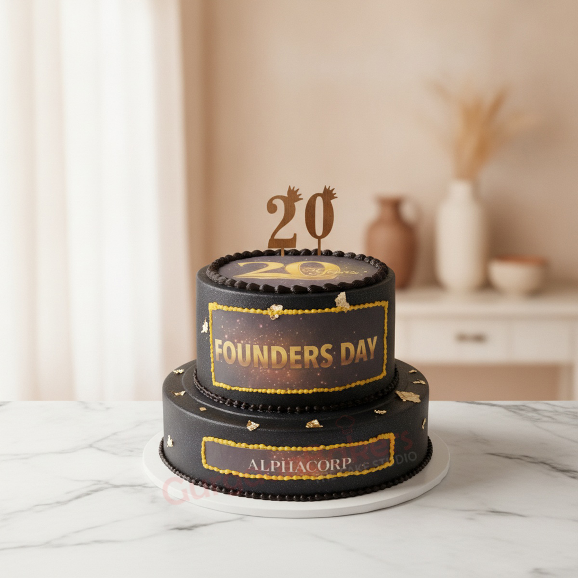 Custom Logo Cake for Founders Day A stunning twotier custom logo cake for Founders Day in Gurgaon | Gurgaon Bakers