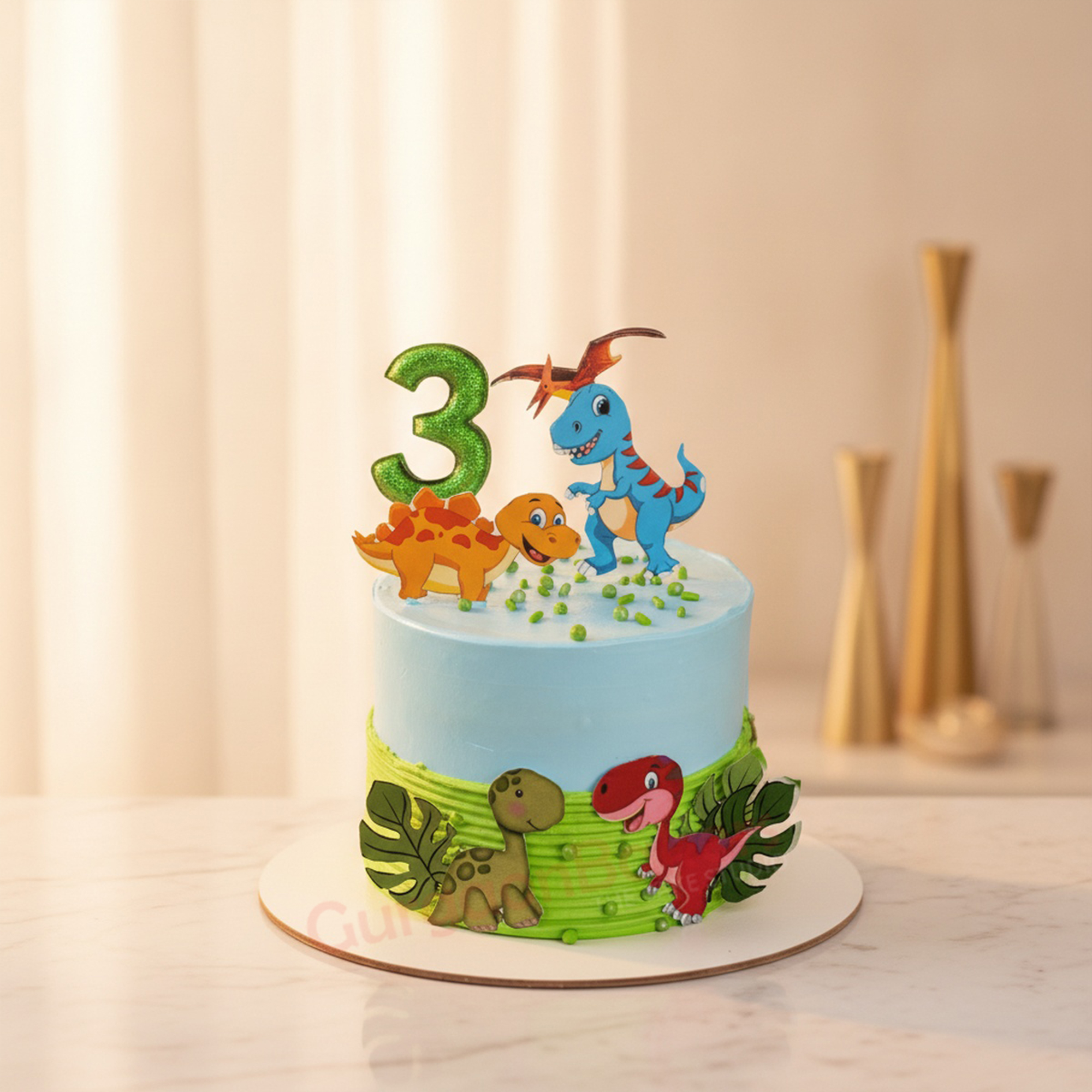 Green Dinosaur Cake Colorful green dinosaur cake with playful toppers for kids' parties in Gurgaon | Gurgaon Bakers