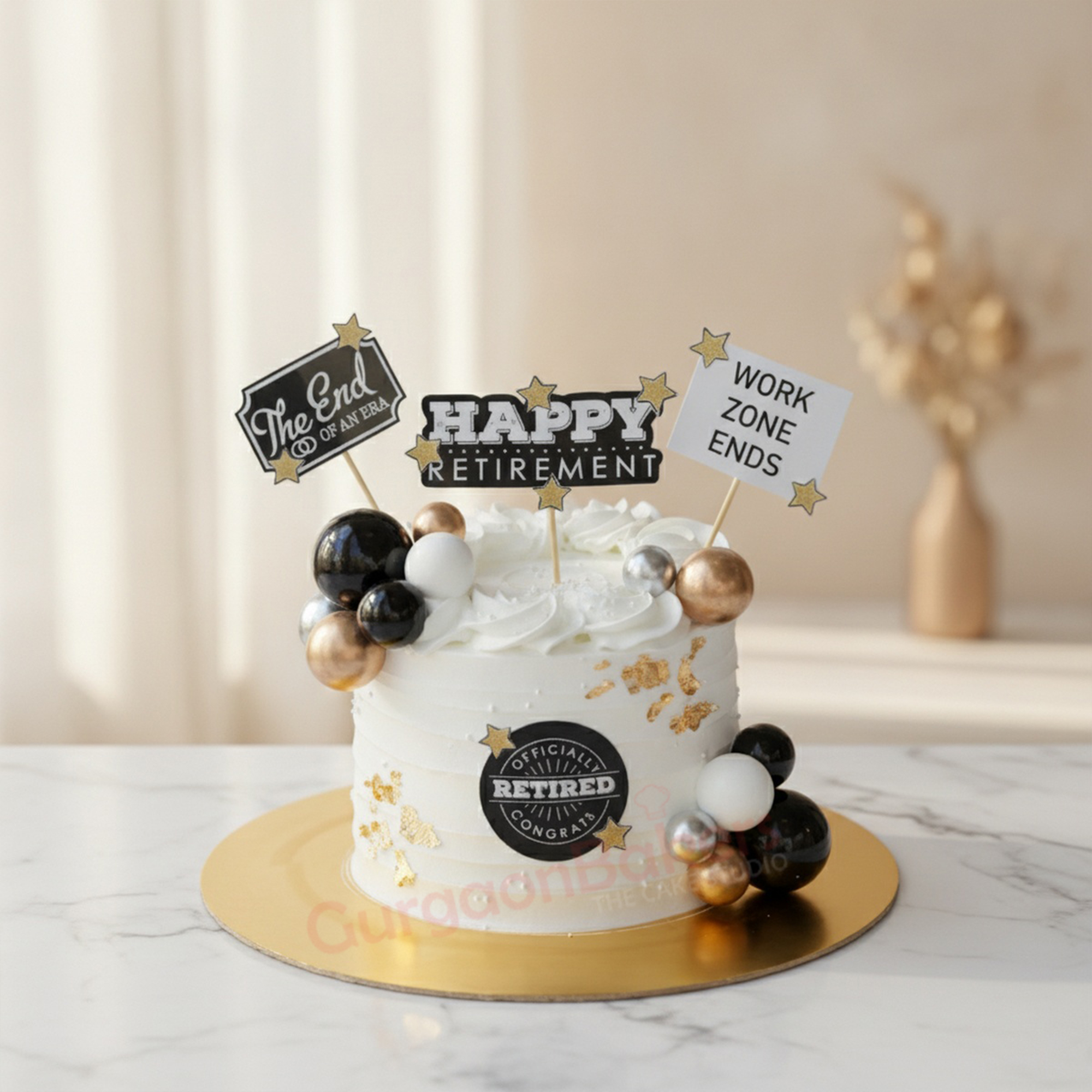 Officially Retired Cake Officially retired cake featuring festive decorations in Gurgaon | Gurgaon Bakers