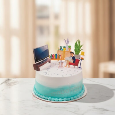 Beautiful retirement cake designed for a teacher with cozy home elements in Gurgaon | Gurgaon Bakers